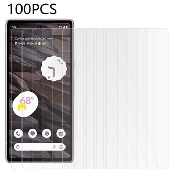 100 Stuks Voor Google Pixel 6a / 7a Gehard Glas Film Volledige Lijm Ultra Clear Telefoon Screen Protector