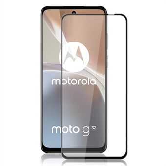 AMORUS voor Motorola Moto G32 4G volledige lijm schermbeschermer anti- Scratch zijdedruk gehard glasfilm - zwart
