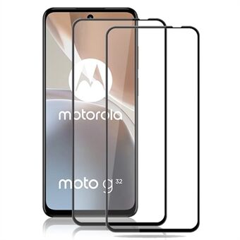 AMORUS 2 stks voor Motorola Moto G32 4G gehard glas schermbeschermer zijde afdrukken volledige dekking schermfilm - zwart