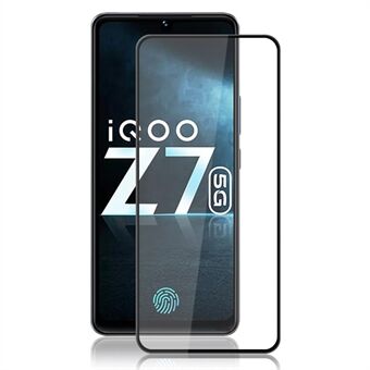 AMORUS voor vivo iQOO Z7 5G telefoon volledige schermbeschermer gehard glas zijdedruk volledige lijmfilm - zwart