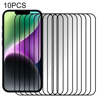 10 stuks telefoon volledige schermbeschermer voor iPhone 15, gehard glas zijdedruk zwarte Edge volledige lijmfilm