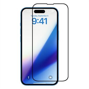 Zijdedruk Screen Protector voor iPhone 15 Pro , Full Glue High Aluminium-silicon Glass Full Cover Phone Screen Film