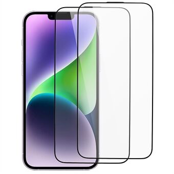 2 stuks voor iPhone 15 Plus Zijde Afdrukken Hoge Aluminium-silicium Glasfilm Dikke Lijm Volledige Screen Protector met Anti-stof Netto