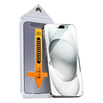 RURIHAI Voor iPhone 15 Pro Max Schermbeveiliging HD helder AGC glazen film Stofvrije installatie.
