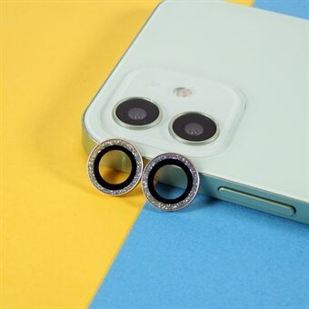 2 stuks Diamond Camera Lens Protector Metalen Ring Lens Glas Film [Willekeurige Kleur] voor iPhone 12/12 mini/11