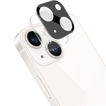 IMAK lensbeschermer van gehard glas + acryl lensdop voor iPhone 14 / 14 Plus, anti-slijtage cameralensfilm (zwarte versie)
