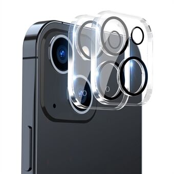 ENKAY HAT- Prince 2 stks/set voor iPhone 14/14 Max Achteruitrijcamera Lens Film Gehard Glas Volledige Cover Lens Protector, Zwarte Ring Versie