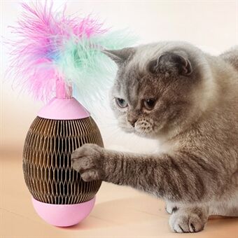 EETOYS Cat Scratching Ball Feather Design Golfpapier Draaibare Ball Pet Kitten Toy met Catmint