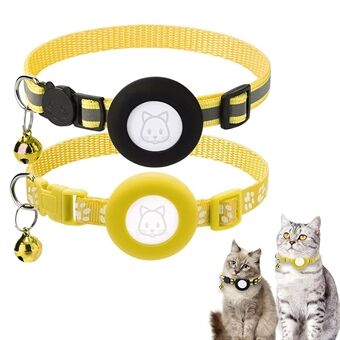 2 stuks / set beschermhoes voor AirTag reflecterende nylon halsband voor huisdieren GPS-tracker siliconen hoes met bel