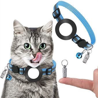 Voor AirTag reflecterende nylon halsband voor huisdieren met GPS-tracker siliconen hoes en anti-verlies hanger