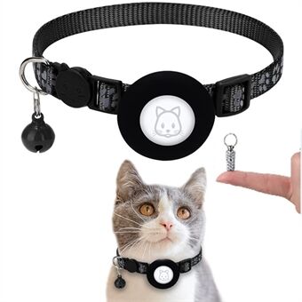 Beschermhoes voor AirTag reflecterende halsband voor huisdieren GPS-tracker siliconen hoes met bel en anti-verloren hanger