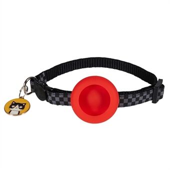 Zachte nylon hondenhalsband voor Airtag Reflecterende verstelbare halsband voor huisdieren met siliconen etui en hanger