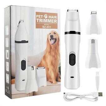 3 in 1 Pet Grooming Kit Set Oplaadbare Cat Nail Clipper Dog Paw Grinder Hair Trimmer