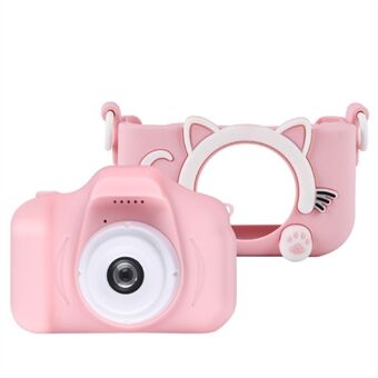 X200 2.0 Inch HD Dual Lens Kids Mini Camera Cartoon Cat Anti-Drop Selfie Toys