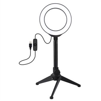 PULUZ 4.7-inch 12 cm Ring + Desktop Stand Selfie Stick Mount USB Wit Licht LED Ring Vlogging Fotografie Videolamp Set