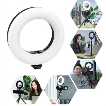VIJIM VL64 Mini Selfie LED Ring 3 Lichtstanden 3200K-5600K met Cold Shoe Mount voor Vlog Live