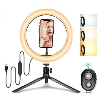 10 inch 120-LED USB-aangedreven selfie- Ring + desktopstandaard + externe sluiter voor live-uitzending video-opname