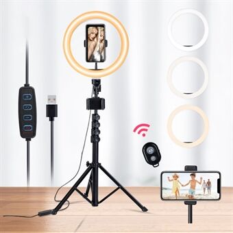 10 inch LED- Ring met 1,6 M standaard afstandsbediening sluit telefoonverlengingsklemset voor live-uitzending make-up selfie