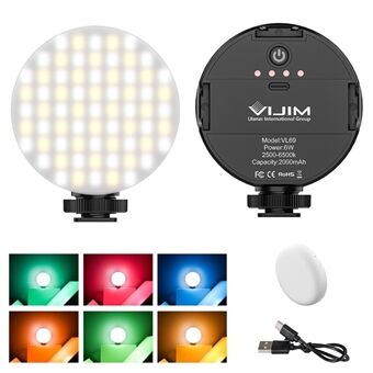 VIJIM VL69 Circulaire LED Video Licht met Soft Case RGB Kleur Filters 2500-6500K Camera Licht Invullen voor Youtube Vlog Verlichting Kit