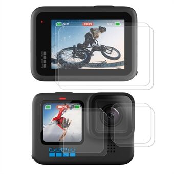 ENKAY 2 stks / set Anti-kras HD Gehard Glas Screen Protector + Gehard Glas Lens Protector + Gehard Glas Front LCD Scherm Film voor GoPro Hero 10