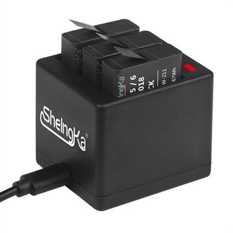 Drievoudige batterijlader met LED-indicatoren voor GoPro Hero6 Black / Hero5 - Black