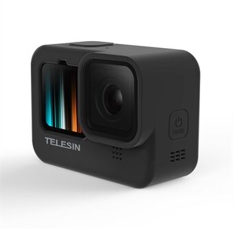 TELESIN siliconen hoes beschermhoes met siliconen deksel voor GoPro 9/10/11 - zwart