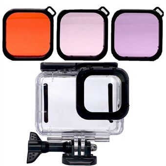 Voor Gopro Hero 9 Zwart Accessoires Tas Duikfilter Rood + Roze + Paars Lens Filter Set AT1155: