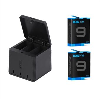AT1160 RUIGPRO batterijladerset Batterij opbergdoos voor GoPro Hero9 Black