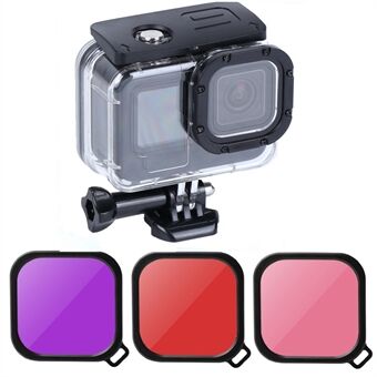 AT1218 Onderwatercamera Waterdichte behuizing Gehard glas Lensbescherming Dive Shell met 3 lensfilter voor GoPro Hero 10/9