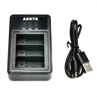 AZKTE AT1262 3-Slot Acculader Actie Camera Batterij Opladen Docking Station met LCD Monitor voor GoPro Hero 10/9