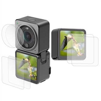 [Dual Screen-versie] 2 sets AGDY04 High Definition-cameralens van gehard glas Screenprotector voor DJI Action 2