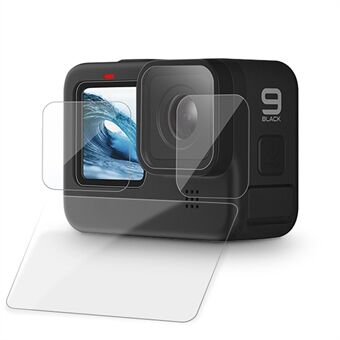 FLW361 voor GoPro Hero 10/9 Anti-explosie gehard glas Cameralens met hoge hardheid + achterscherm + voorschermbeschermer