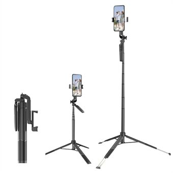 A66 1,6 m uitschuifbare statiefstandaard Draagbare telefoonstandaard Stand Stand Stick-statief met invullicht en draadloze afstandsbediening voor iPhone en Android