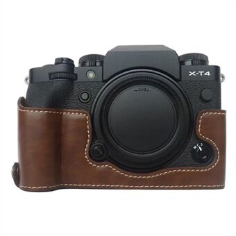 Voor Fujifilm X-T4 Digitale Camera PU Lederen Beschermende Onderkant Case Anti Scratch Half Body Cover met Batterij Opening