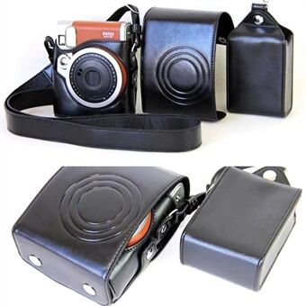 Voor Fujifilm Instax Mini 90 Synthetisch Leer Camera Tas Beschermhoes met Film Case en Neck Strap: