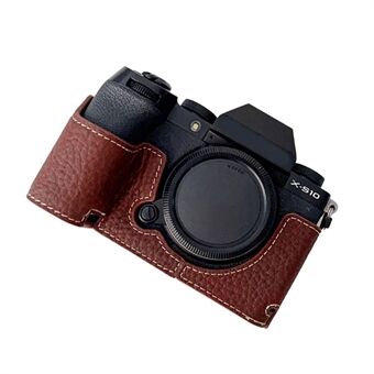 Half lederen beschermhoes voor Fujifilm X-S10 camera, anti- Scratch beschermhoes met batterijopening