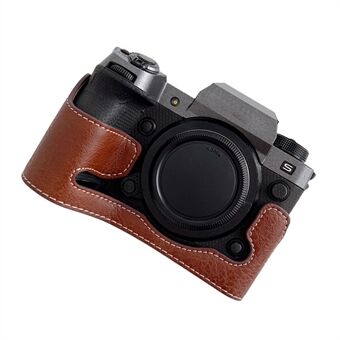 Voor Fujifilm X-H2s / X-H2 Buffalo Texture PU-lederen camera-onderkant Case Half Body Beschermhoes met batterijopening