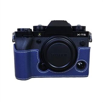 Voor Fujifilm X-T5 Camera PU lederen beschermhoes Batterij Opening Design Half Body Cover met handriem