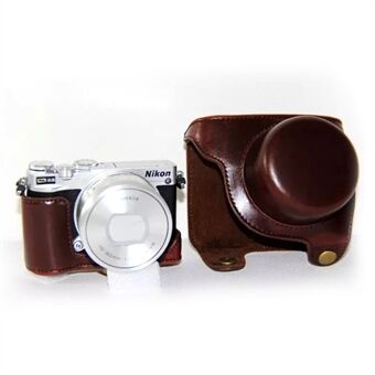PU lederen camera beschermhoes + schouderriem voor Nikon J5