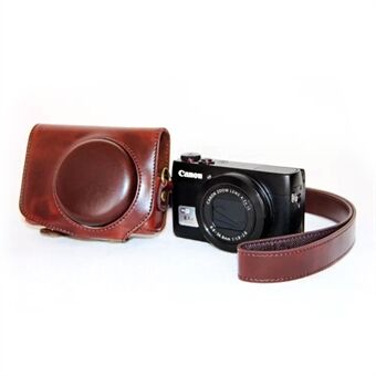 Beschermende leren cameratas met schouderriem voor Canon G7X