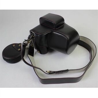 Beschermhoes in PU leer + riem + cameralens tas voor Fujifilm X-E3 camera met XF23 mm lens