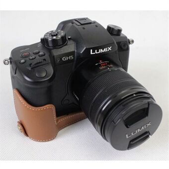 Halve cameratasbeschermer van echt leer voor Panasonic DMC-GH5GK / GH5-camera