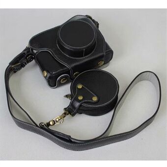 Echt lederen camera beschermhoes + riem + cameralens tas voor Fujifilm X100F