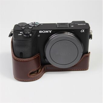 Echt lederen camerahoes, semi-case voor Sony A6600