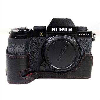 Half-cover case van echt leer voor Fujifilm Fuji X-S10