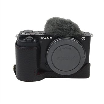 Lederen Camera Bodem Case Beschermende Half Body Cover met Batterij Cover voor Sony ZV-E10