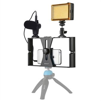 PULUZ PKT3022 3-in-1 mobiele video-opname Videorijke kits [Microfoon + Vlogging Rig + Fill Light] - Blauw