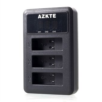 AZKTE AT850 [LCD-display] 3-slot batterijlader voor GoPro Hero 5 6 7