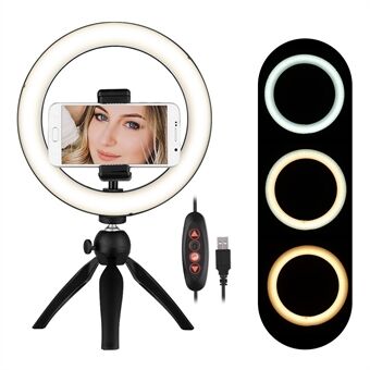 8,6-inch LED-ringlicht 3 lichtmodi en dimbare helderheid Videolicht Ring - Ring met Stand voor YouTube-video / livestream / make-up