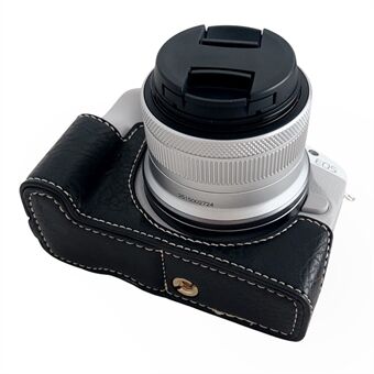Voor Canon EOS R50 / R100 Buffalo Textuur PU Lederen Onderkant Case Half Body Camera Cover met Batterij Opening